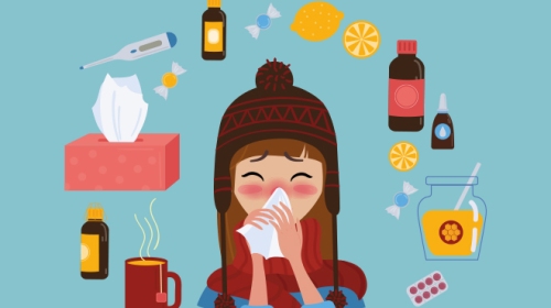 Flu girl-blowing-nose-illustration - Mayo Clinic, credit